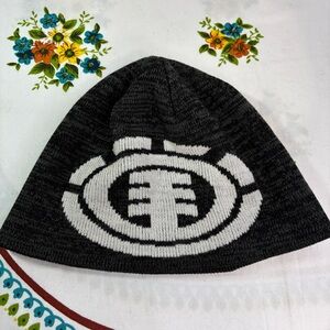 Element OS Unisex Charcoal Black/Grey and White Logo Knit Beanie Toque